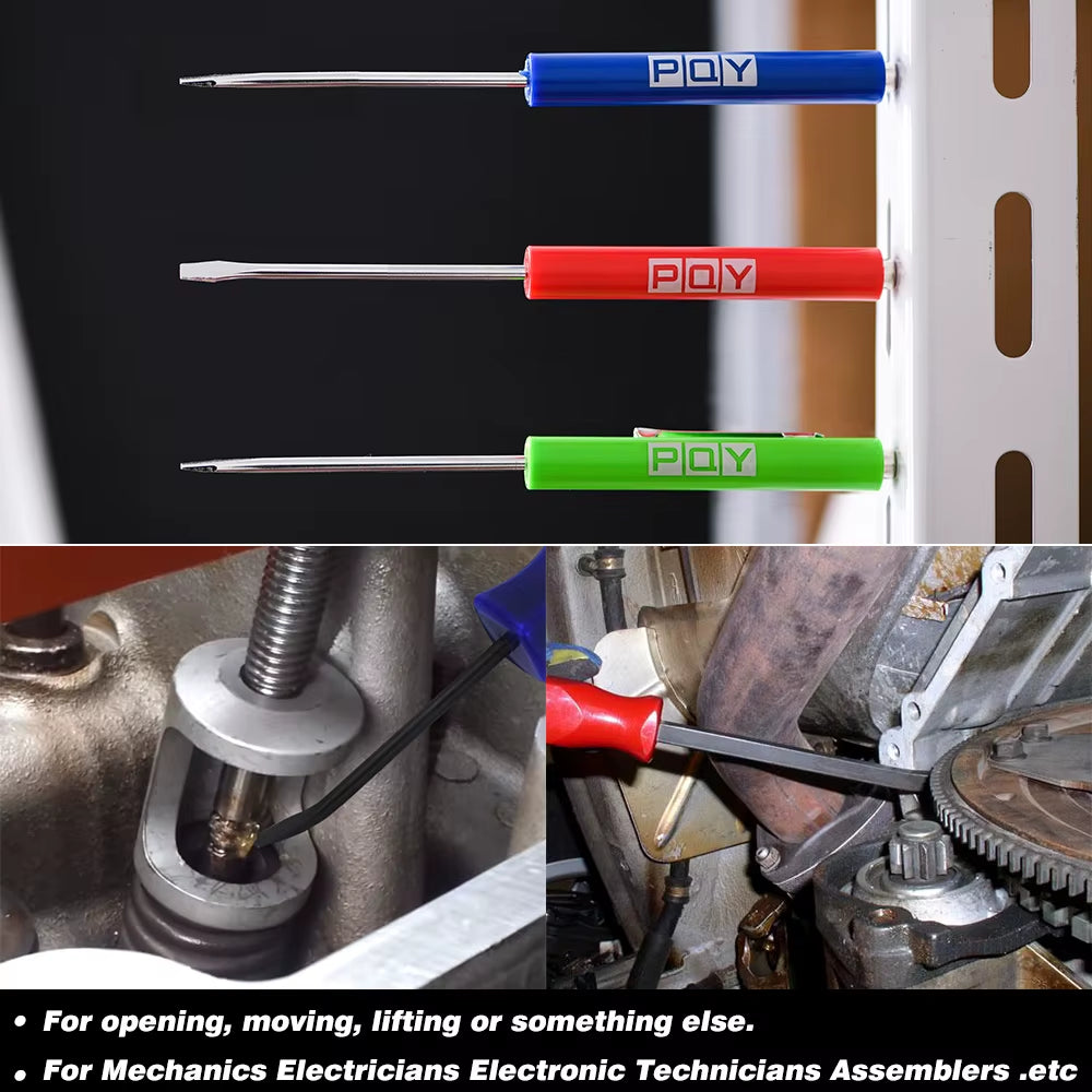Mini Pocket Clips Screwdriver Strong Magnetic Slotted + Pocket Pry Bar Short Angled Operating Handy Tool 4-Sided Grip