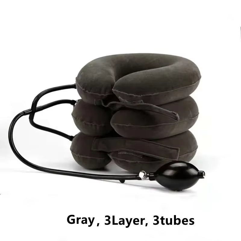 3/4 Layer Inflatable Soft Neck Collar Air Cervical Traction Device Pillow Neck Posture Stretching Brace Neck Massager Care