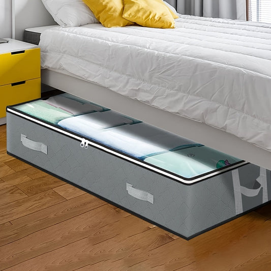 Under-Bed Storage Box with Flip-Top Lid - Durable Non-Woven Fabric Organizer for Blankets, Clothes & Bedding | Multi-Purpose Space-Saving Design, Dust-Resistant Contemporary Bedside Storage Solution, Bedroom Organizers And St Beauty Fashion