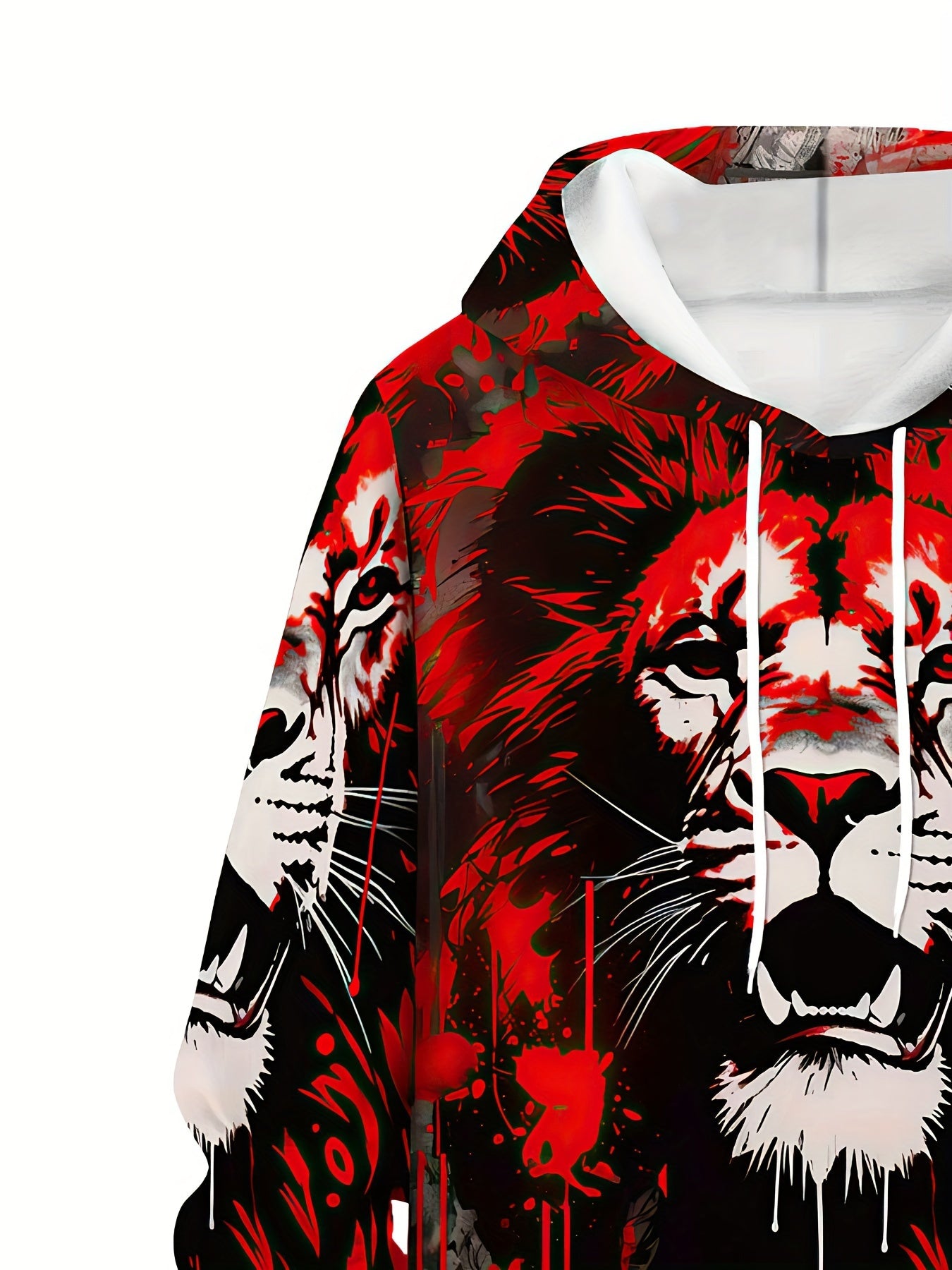 Plus Size Men's Fashion 3D Lion Print 2pcs Sportswear Set Fashion Long Sleeve Hoodie and Sport Trousers Suitable for Spring and Autumn Outdoor, PLUS SIZE Beauty World Shop