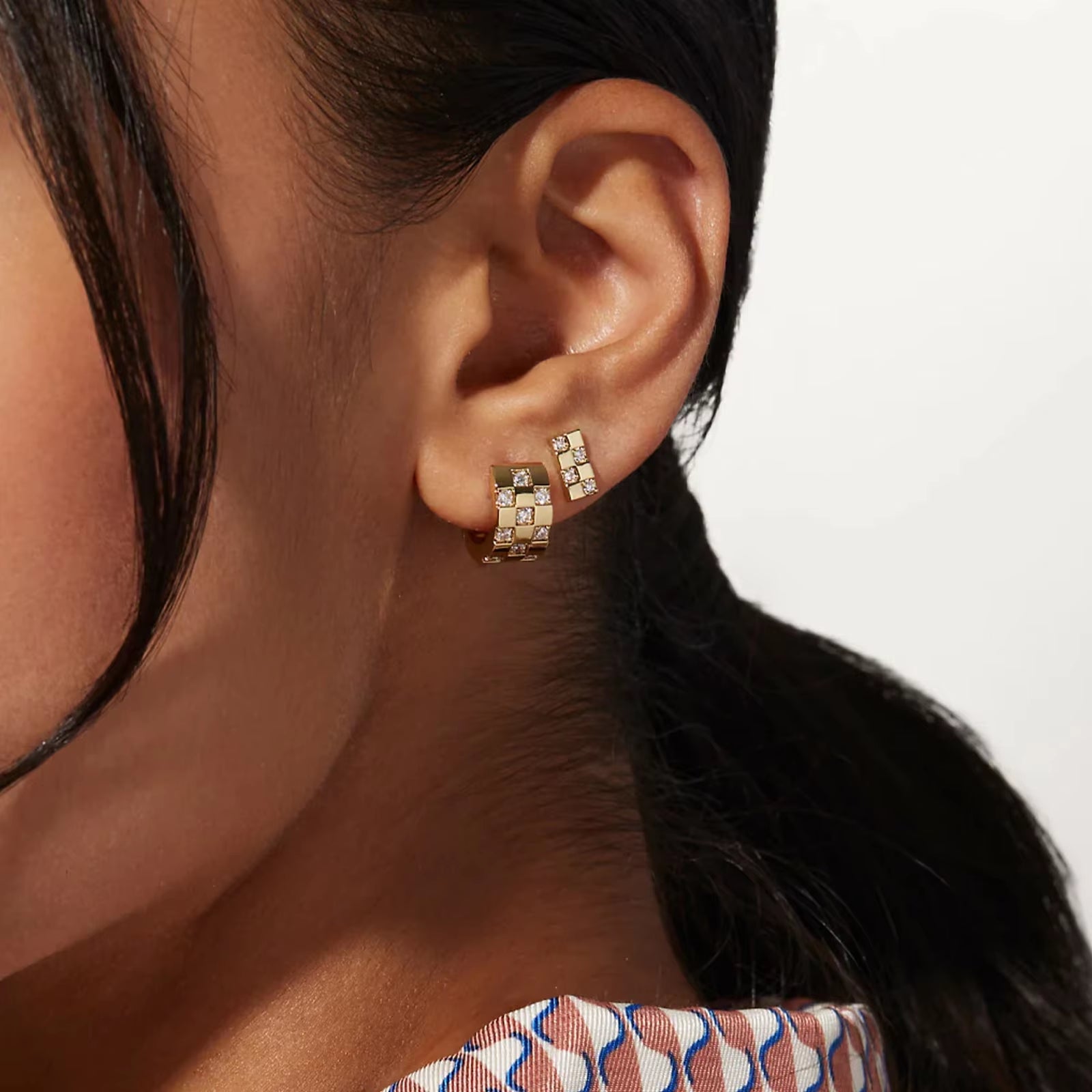 DPLAOPA 925 Sterling Silver Gold CZ Zircon Thick Hoop Earrings Piercing Vintage Luxury Party Wedding Fine Gift Women Jewelry