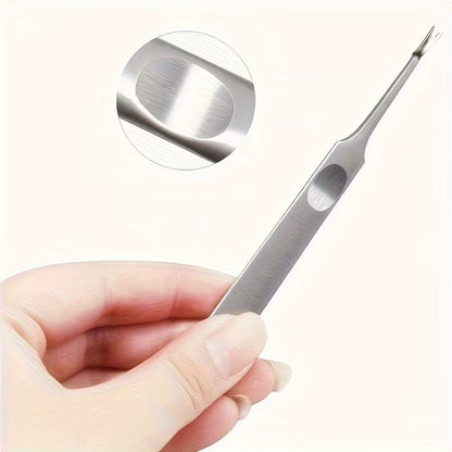 1Pc Cuticle Pusher Professional Stainless Steel Nail Cuticle Remover Callus Dead Skin Fork Nail Manicure Pedicure Tools