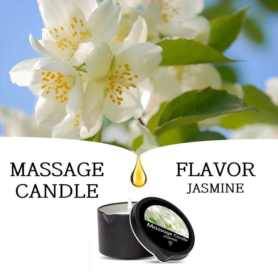 Massage Candle - Essential Oil- Jasmine, 2Oz/56.7G Melts into Warm Massage Oil - Massage Oil Candle, Pour Spout