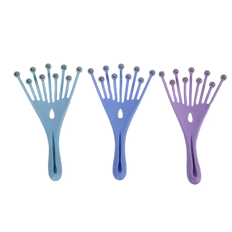 Head Massager Scalp Neck Comb Roller Five Finger 9 Claws Steel Ball Hand Held Relax Spa Hair Care for Hair Growth Stress Relief