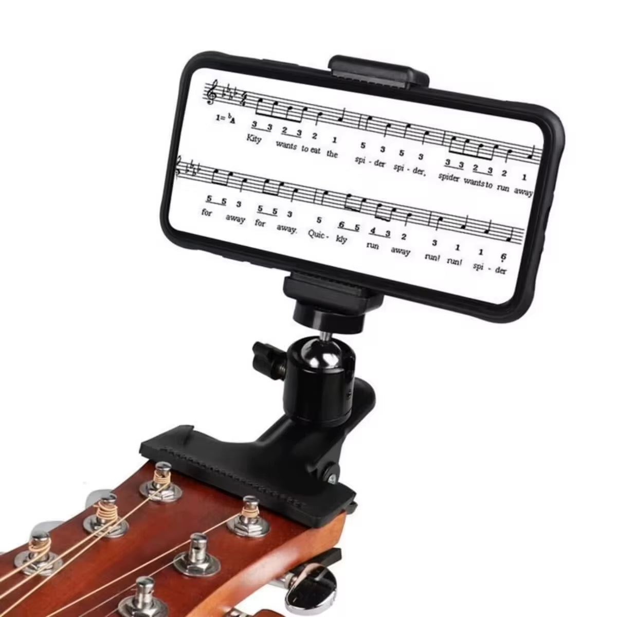 Guitar Head Clip Mobile Phone Holder Live Broadcast Bracket Stand Tripod Clip Head for Mobile Phones, Action Cameras