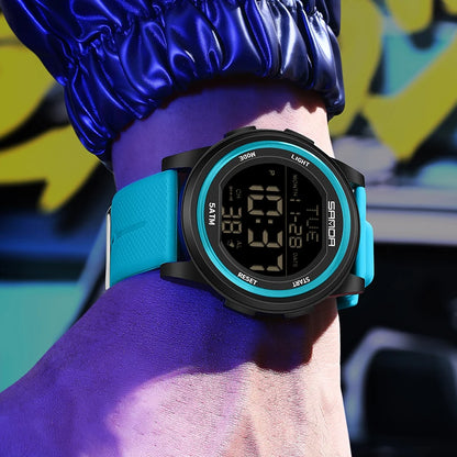 Outdoor Sport LED Luminous Electronic Youth Watch Fashion Casual Multi Functional Waterproof Electronic Digital Men Watch
