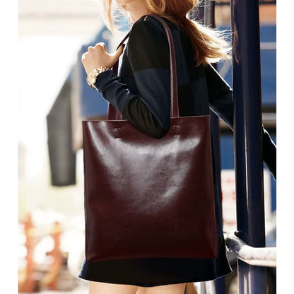 Cow Leather Bag Ladies Genuine Leather Handbags Big Women Bag Large Vintage Female 2023 Office Hand Shoulder Bags for Women Tote