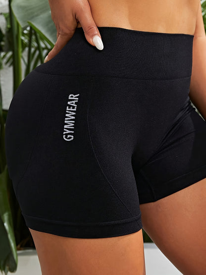 [Breathable High-Waist Gym Shorts] Women's High-Waist Gym Shorts, Breathable Running Cycling Yoga Shorts, Tummy Control Athletic Compression Fit, Sport Style