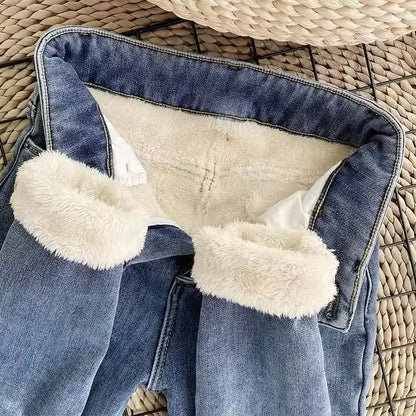 Winter Warm Women Jeans Velvet Jeans Women Fleece Warm High Waist Skinny Elastic Pants Women Jean Casual Legging Winter Jeans