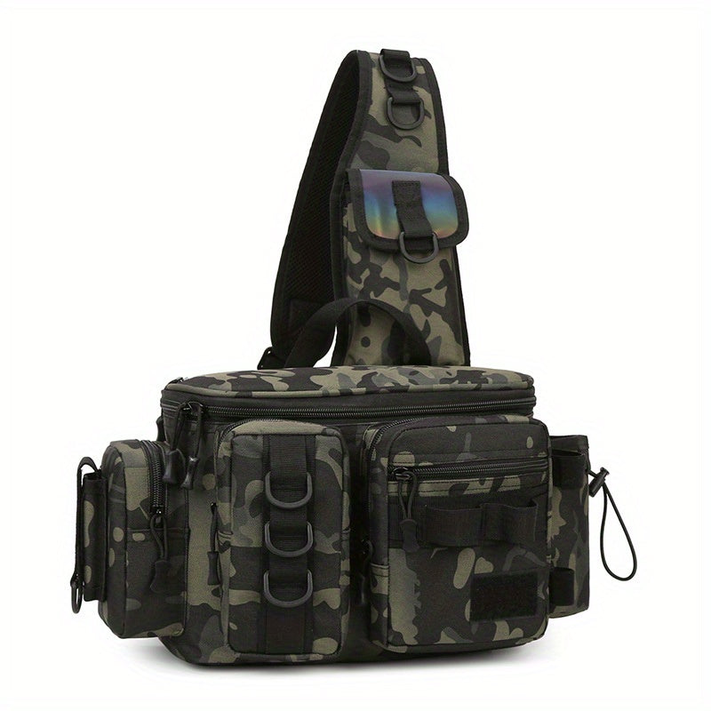 1pc Heavy-Duty Fishing Backpack Tackle Sling Bag with Rod Holder & Multi-Compartment - Lightweight Breathable Mesh Back, Durable Nylon/, Padded Shoulder Straps for Freshwater/Saltwater Fishing Gear, Camping & Outdoor (Ideal G Beauty Fashion