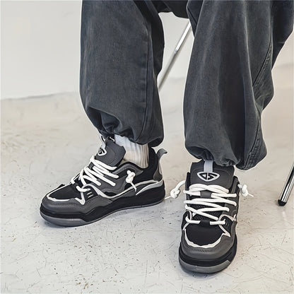 Womens Color Block Skate Sneakers - Lightweight & Comfortable with Thick Sole - Stylish Lace-Up Sport Shoes for Casual, Running, & Walking Adventures