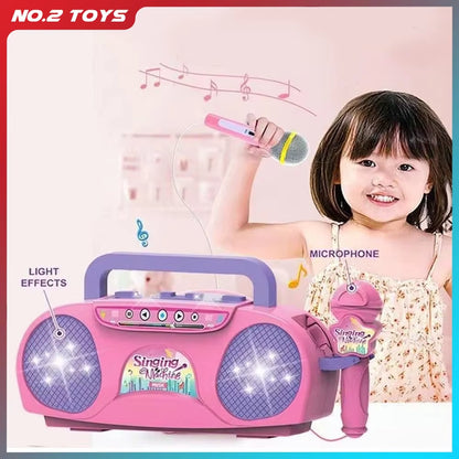 Portable Singing Machine with Microphone Radio Music Speaker Karaoke Children'S Toy Musical Instrument Girl Boys Birthday Gifts