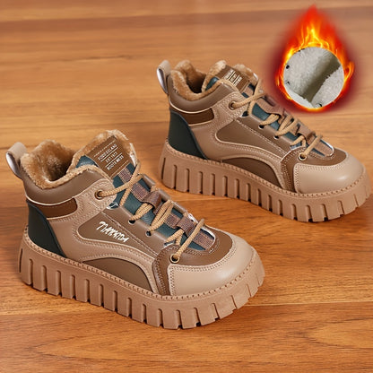 Women's Non-Slip Color Block Sport Shoes with Thickened Medium Tube and Warm Thick Bottom Beauty World Shop