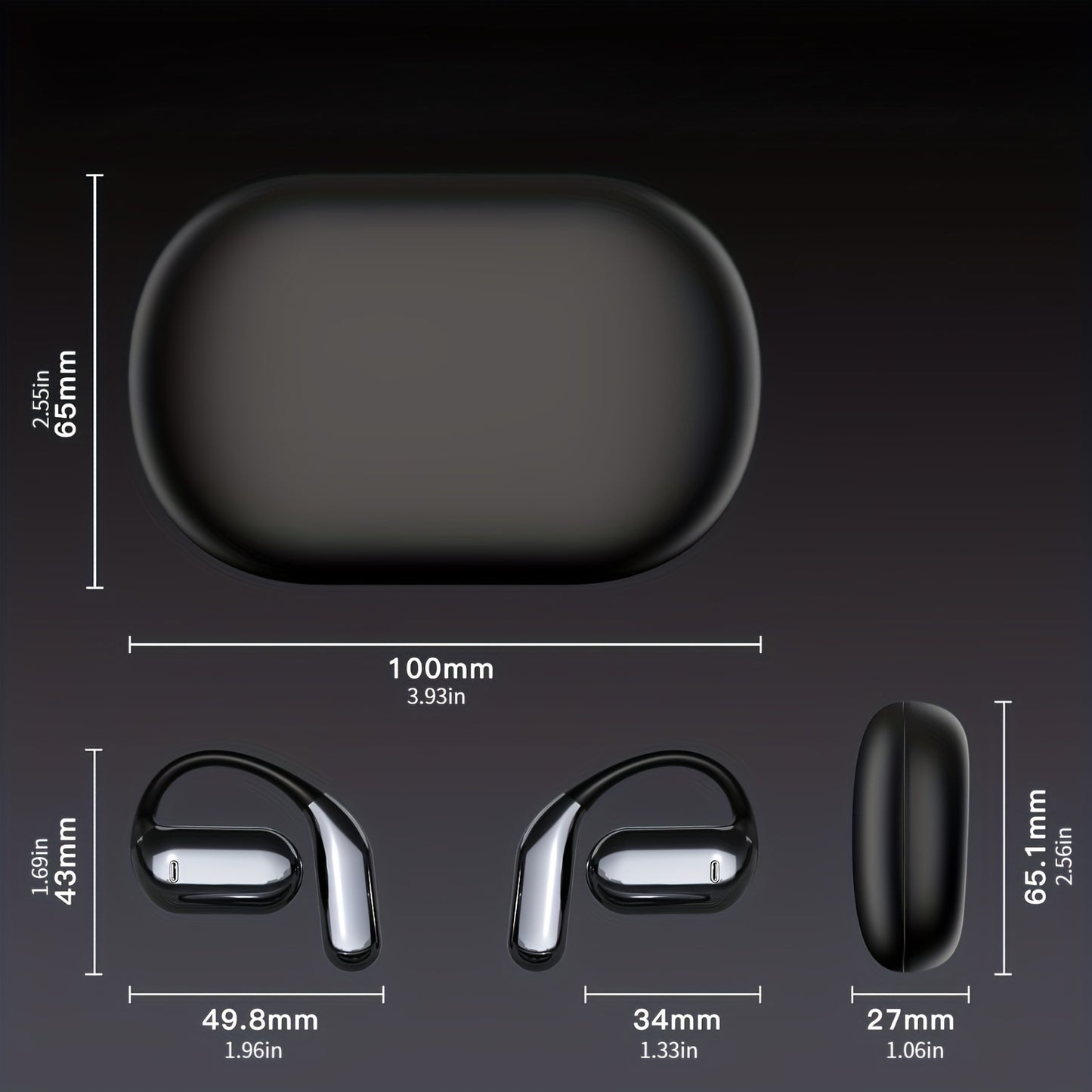 [50 Hours Wireless Sport Headphones] Wireless Headphones with Open Ear Design, Sport Earbuds Featuring Touch Volume Control, Built-In Microphone, And Ear Hooks. They Offer 50 Hours of Playtime And Come with an LED Display Cha