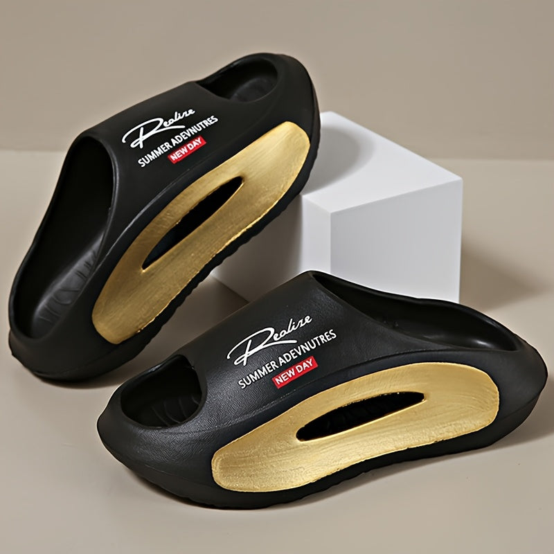 [Summer Sport Slippers] Summer Open Toe Women's Fashion Sport Slippers - EVA Material with Letter Print - Athletic Sandals with Adjustable Strap