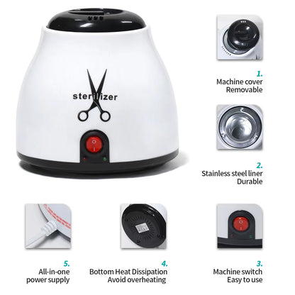 YIKOOLIN 100W Nail Tool Sterilizer Pot High Temperature to Clean Nail Tool Disinfectant Jar Tweezer Disinfectant Container