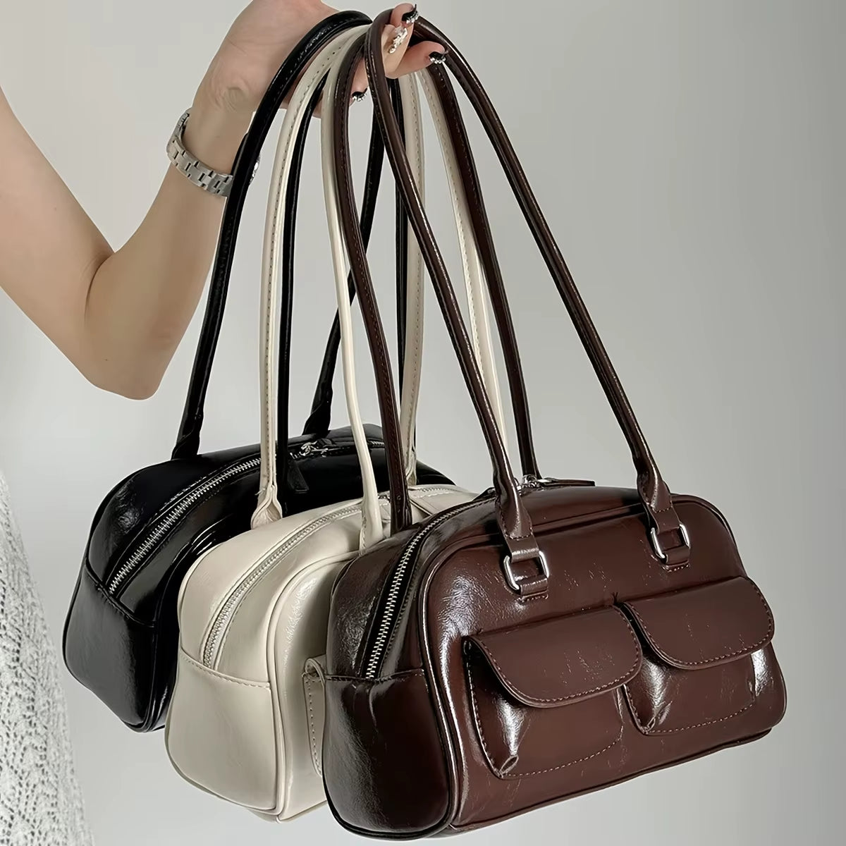 Fashion Armpit Bag, High- Value Versatile Handbag Niche Design Women Tote Shoulder Bag, Retro Pu Leather Purses and Handbags