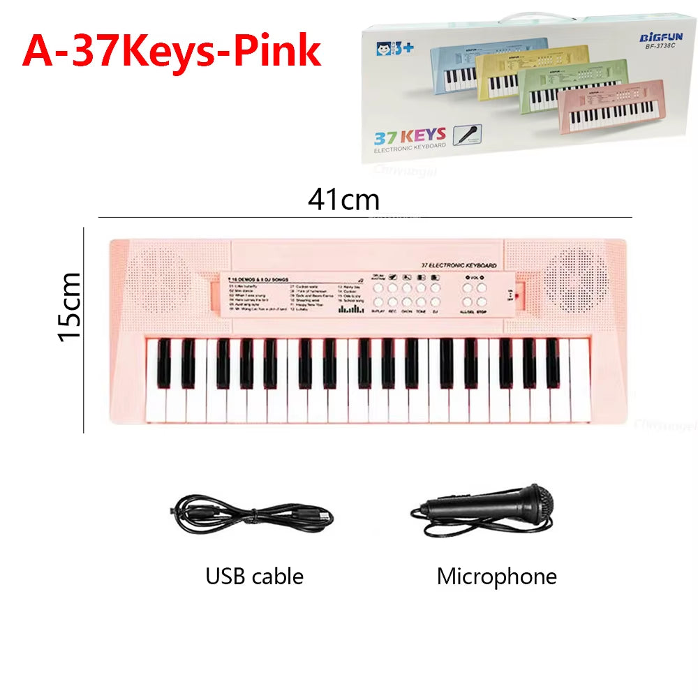 37 Keys Kids Electronic Piano Organ Keyboard with Microphone Education Toys Musical Instrument Children Boy Girl Gifts
