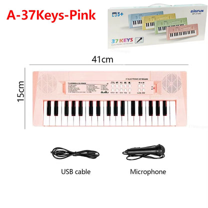 37 Keys Kids Electronic Piano Organ Keyboard with Microphone Education Toys Musical Instrument Children Boy Girl Gifts