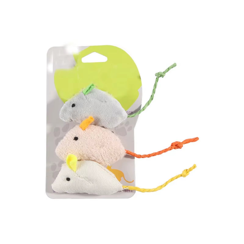 3Pcs/Set Funny Cat Toy Plush Simulation Mouse Toy Interactive Bite Resistance Plush Mouse Cat Scratch Mouse Toy for Kitten