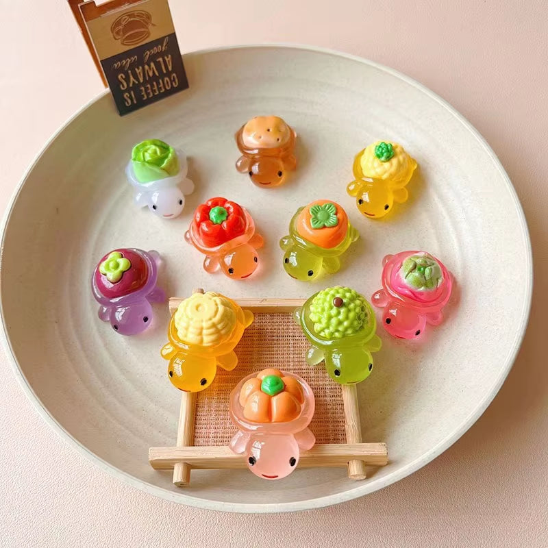 10Pcs Pcs Cute Mini Luminous Turtle Ornaments Glowing in the Dark Miniatures Turtle Micro Landscape Kids Toys Home Decor Gift