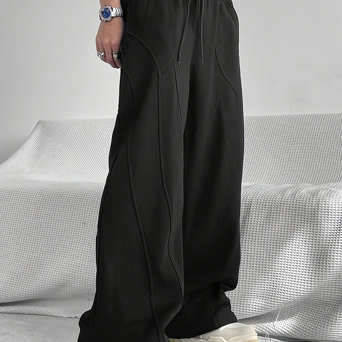 [Loose Fit Sweatpants For Sport] Men's Casual Loose Fit Wide Leg Drawstring Sweatpants, Lightweight Comfy Pants For Sport And Casual Wear