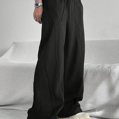 [Loose Fit Sweatpants For Sport] Men's Casual Loose Fit Wide Leg Drawstring Sweatpants, Lightweight Comfy Pants For Sport And Casual Wear