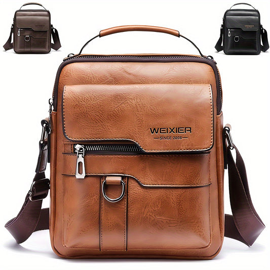 Men'S Vintage Crossbody Bag - Adjustable Strap, Multiple Compartments, Business Casual Shoulder Bag with "WEIXIER SINCE 2008" Branding, & Brown Options, Casual Crossbody | Vintage Crossbody | Adjustable Strap Bag Beauty Fashion