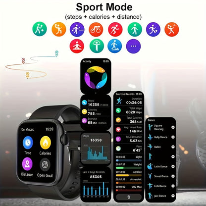Smart Fitness Watch With 2.01" Color Screen, BT 5.3, Water Resistant, Multi-Sport Modes, Sleep Monitoring, And Fun Games Beauty World Shop