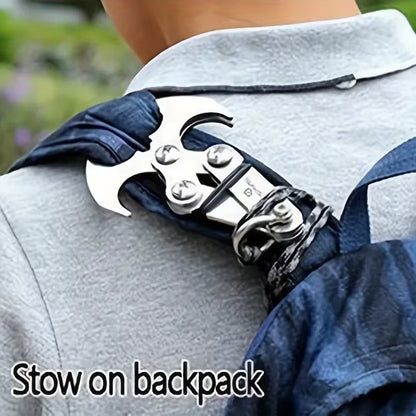 Stainless Steel Folding Grappling Hook - Durable & Deployment, Versatility in Outdoor Adventures & Emergency Tool for Hiking