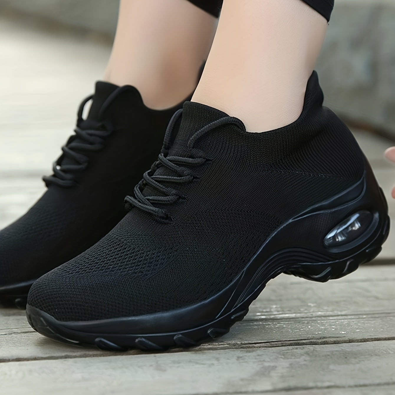 Women's Breathable Knit Chunky Sneakers, Casual Lace Up Outdoor Shoes, Comfortable Low Top Sport Shoes plus size
