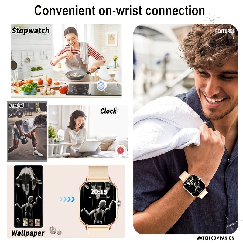1.83-inch Full Touch Screen Smart Watch for Men And Women, USB Rechargeable, with Wireless Call And Message Reminder, Dual TPU Strap, Multi-sport Mode Outdoor Fitness Watch, Sports Recording Pedometer, Email Display, Activity