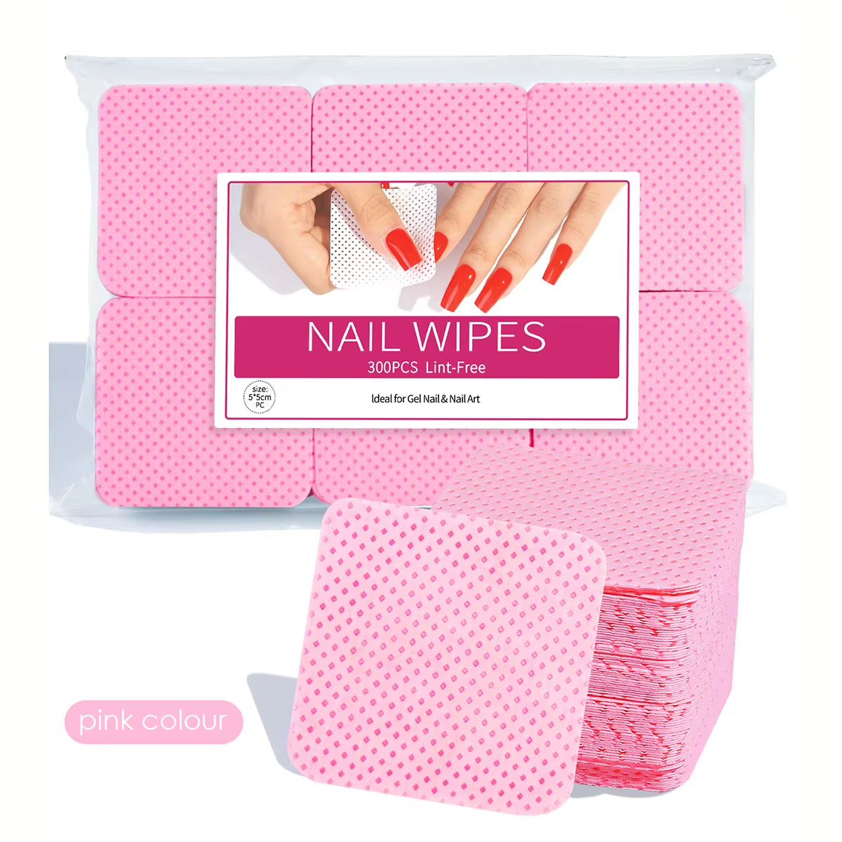 300Pcs Cotton Gel Nail Polish Remover Wipes Nail Cleaning Pads Non Woven Lint-Free Nail Pads for Beauty Salon Nail Art Tool