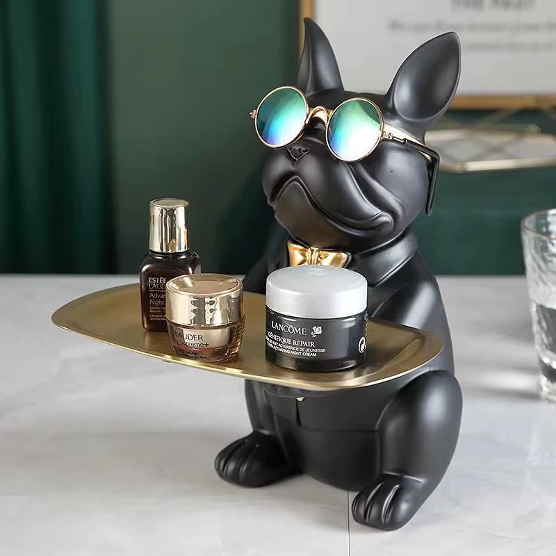 Multi Functional Bulldog Tray Animal Statue Creative Ornament Living Room Bedroom Miscellaneous Storage Home Decoration