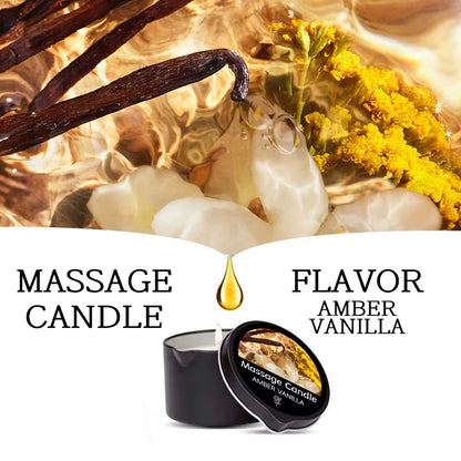 Massage Candle - Essential Oil- Amber Vanilla, 1Oz/28.35G Melts into Warm Massage Oil - Massage Oil Candle, Pour Spout