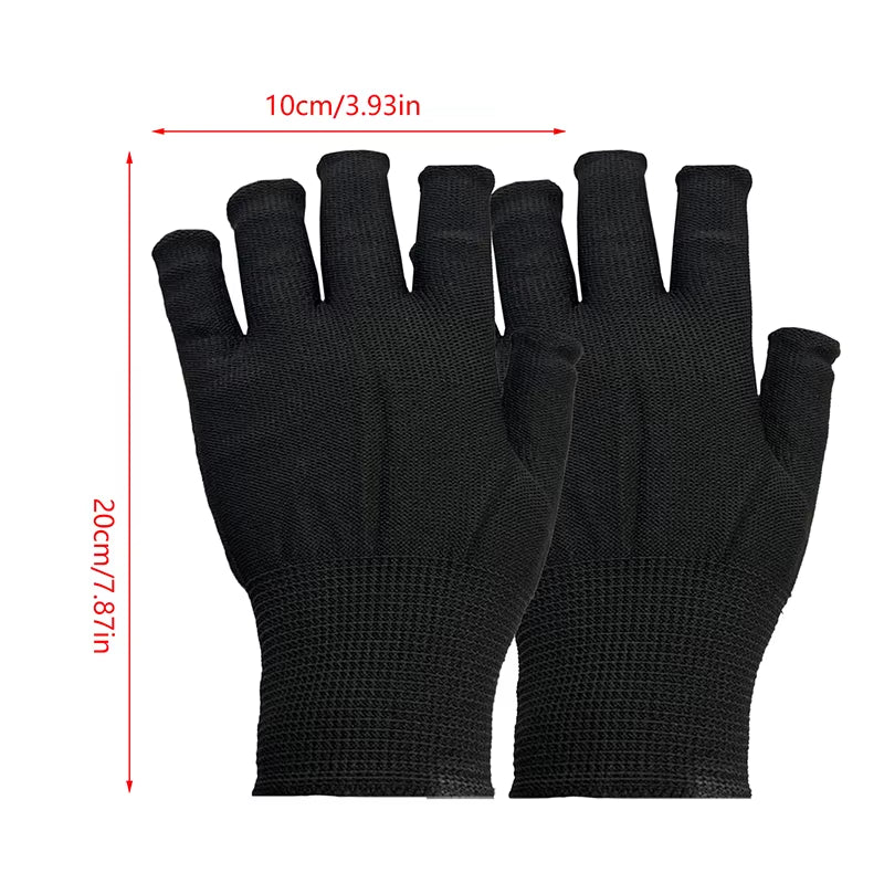 1 Pair anti UV Black Thin Nail Gloves anti Black UV Gel Shield Glove Fingerless Manicure Nail Art Tools LED Lamp Nails Dryer
