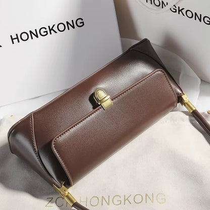 Armpit Bag Retro Niche Design High-End Solid Color One-Shoulder Portable Genuine Leather Women'S Bag Spring and Summer Versatile