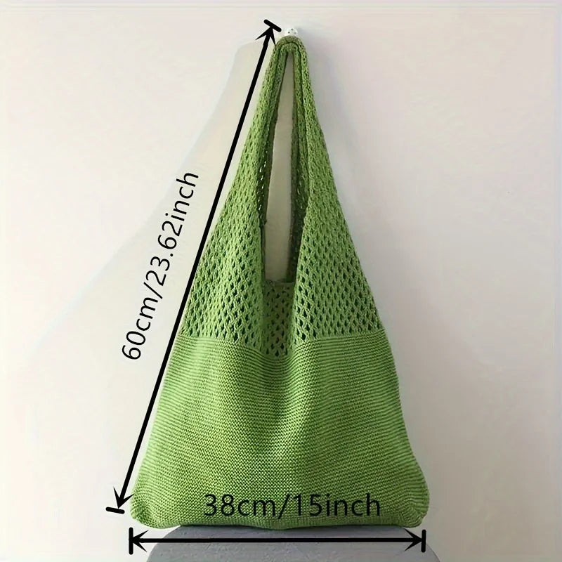 Large Capacity Retro Hollow Crochet Bag - Spacious Interior with Ample Room for Daily Essentials, Ideal for Grocery Shopping, Tr