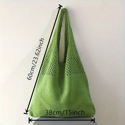 Large Capacity Retro Hollow Crochet Bag - Spacious Interior with Ample Room for Daily Essentials, Ideal for Grocery Shopping, Tr
