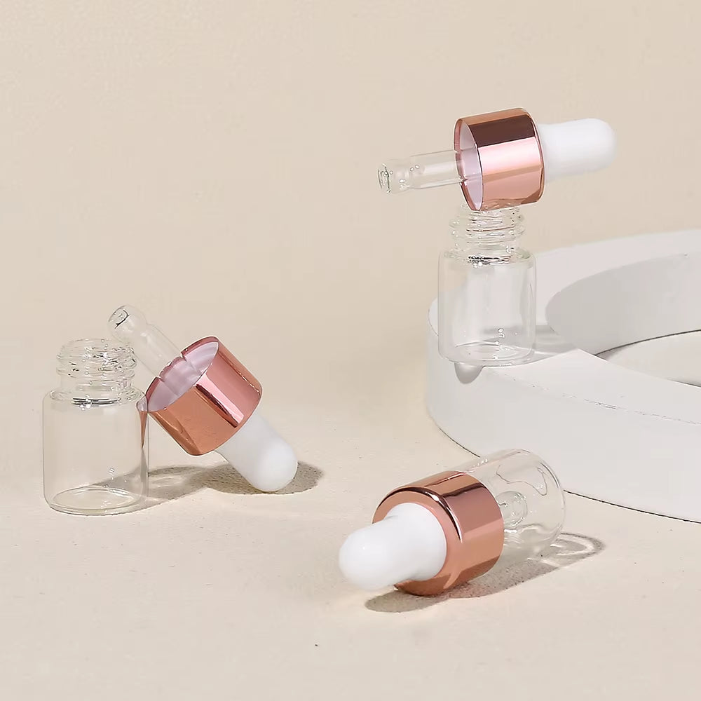 3Pcs 2Ml Clear Mini Glass Dropper Bottles Small with Glass Eye Dropper for Essential Oils Sample Traveling