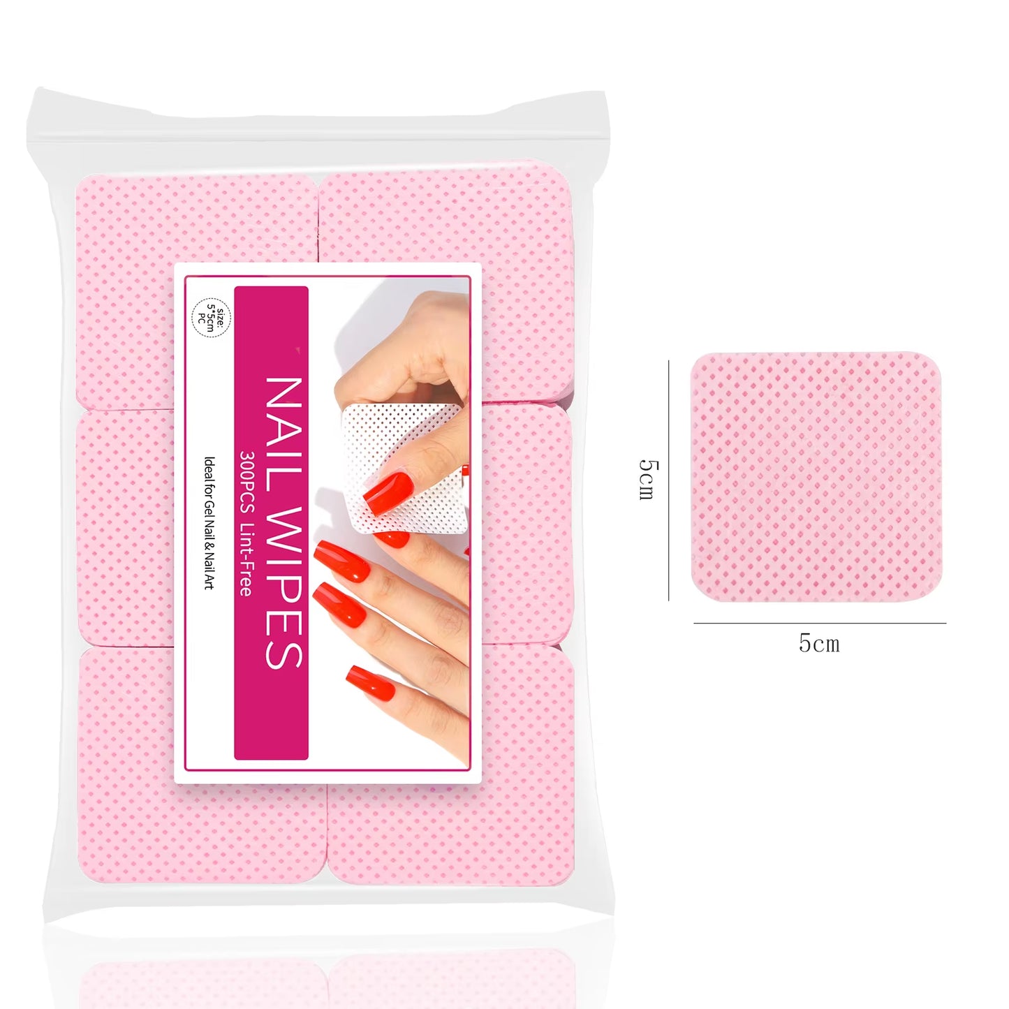 300Pcs Cotton Gel Nail Polish Remover Wipes Nail Cleaning Pads Non Woven Lint-Free Nail Pads for Beauty Salon Nail Art Tool