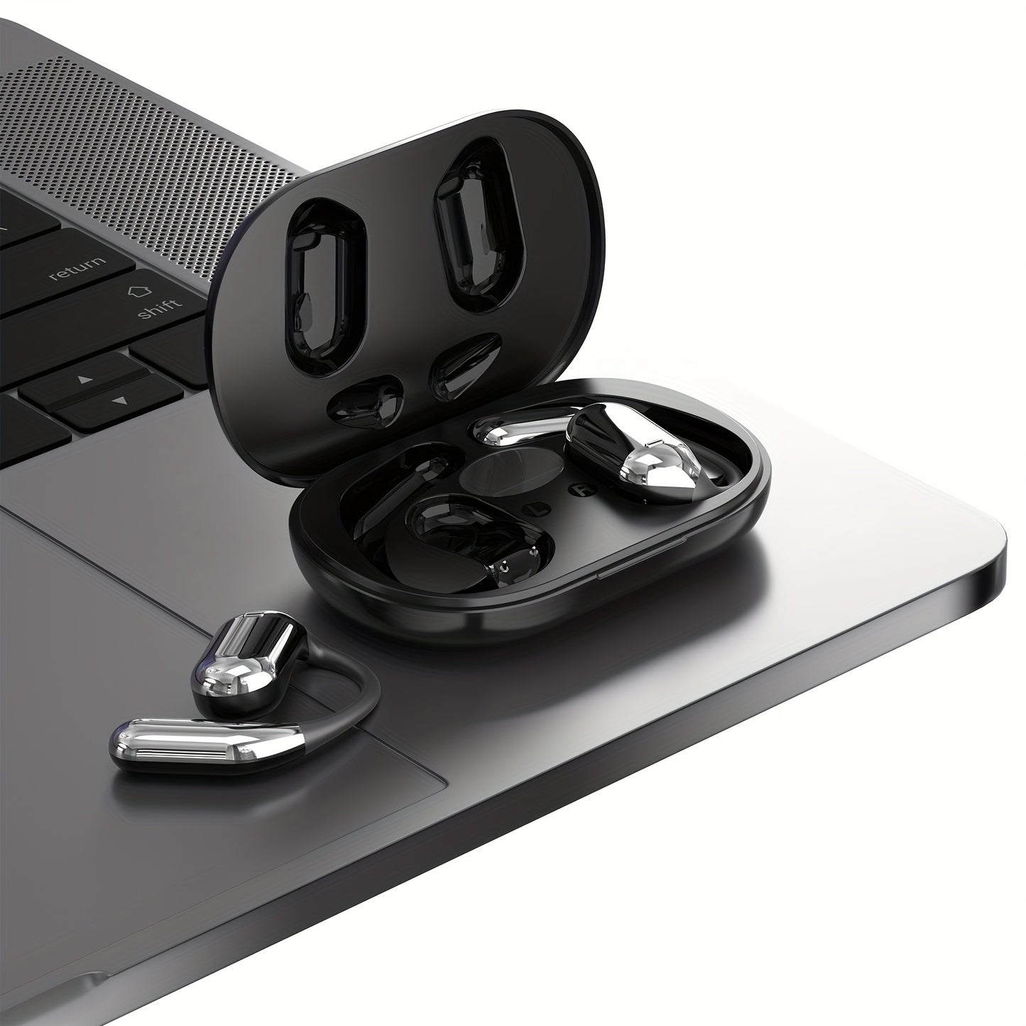 [50 Hours Wireless Sport Headphones] Wireless Headphones with Open Ear Design, Sport Earbuds Featuring Touch Volume Control, Built-In Microphone, And Ear Hooks. They Offer 50 Hours of Playtime And Come with an LED Display Cha