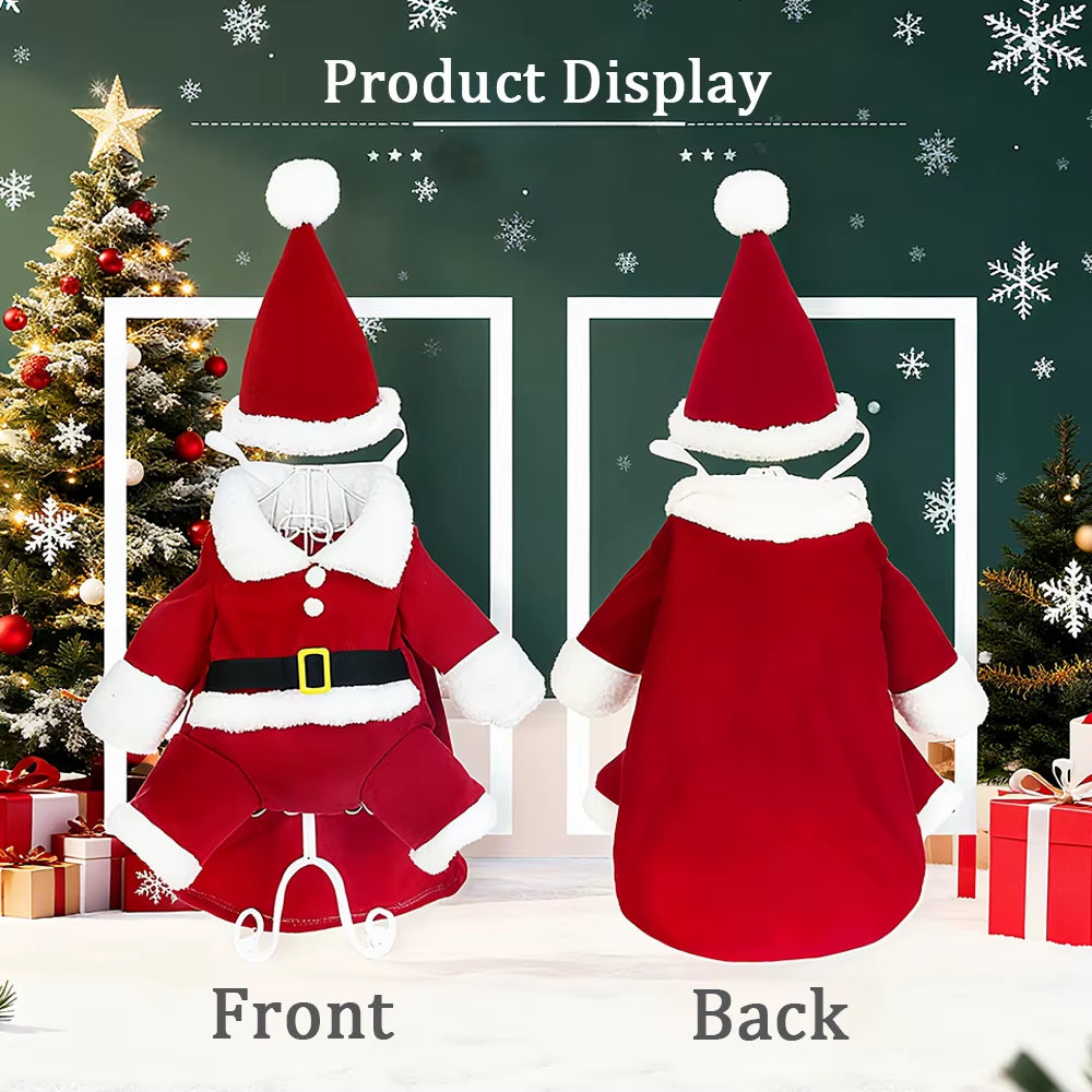 Christmas Pet Costumes Cute Kitten Santa Claus Clothes for Small Medium Dogs Cats Holiday Party Dress up Apparel Sphynx Outfits