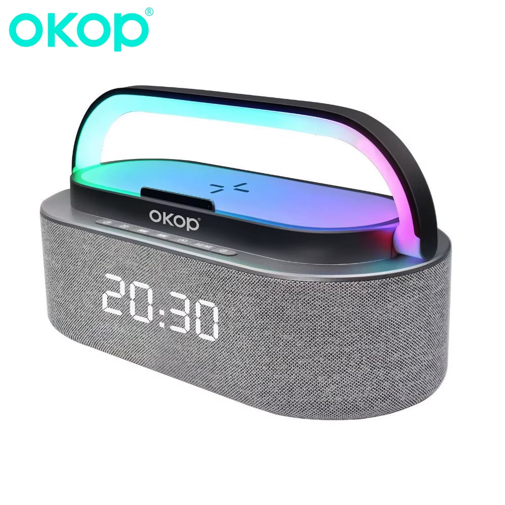 Bluetooth Speaker Clock Alarm Phone 15W Wireless Charging White Noise Portable High Tone Speaker IPX7 Waterproof Outdoo USB