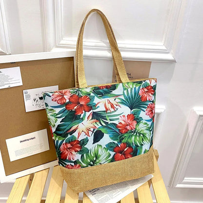 New Women Handbag Floral Printed Beach Shopping Large Capacity Tote Bag Fashion Casua High Capacity Travel Ladies Shoulder Bag