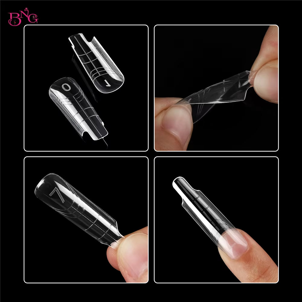 BNG Dual Forms for Builder Gel 168/180 Pcs Reusable Nail Forms 14/15 Sizes Extension Acrylic Molds for Salon DIY Manicure