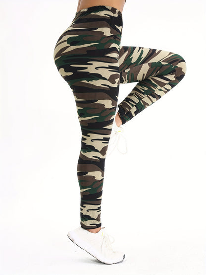 [Women's Athletic Booty Sport Tights] Fashion Camo Yoga Leggings Women Athletic Exercise Fitness Butt Lift Booty Sport Cropped Pants High Elastic Waist Gym Tights Workout Trousers