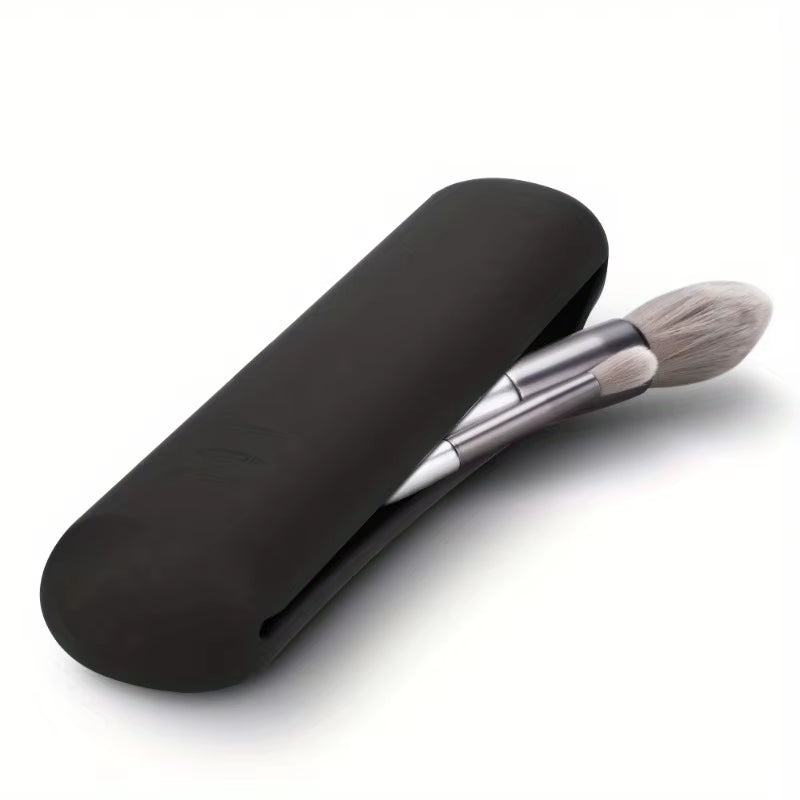 Travel Makeup Brush Holder,Silicon Trendy and Portable Cosmetic Face Brushes Holder,Soft and Sleek Makeup Tools Organizer