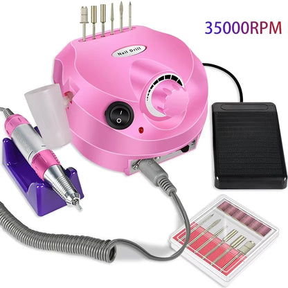 35000RPM Electric Nail Drill Professional Manicure Machine Nail Sander with Nail Drill Bits Portable Nail Salon Nail Files Kit