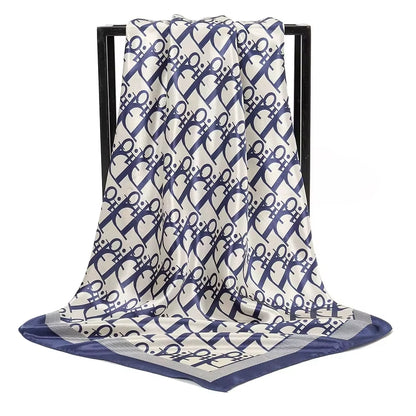 1 Pcs 90Cm Ladies' Silk Scarf Vintage Fashionable Versatile Printed Silk Spring Hair Band Hijab Sunsceen Neckerchief Shawl Wraps